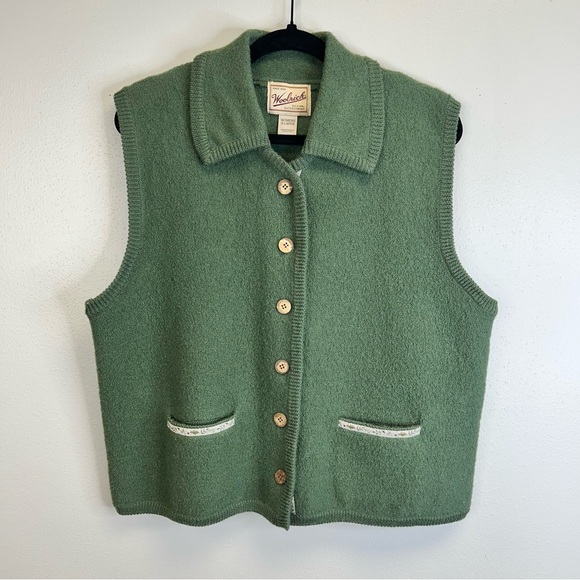Woolrich Wool Cottagecore Sage Nature Vest Granola Girl XL Vintage 90s Cabin - Picture 10 of 13